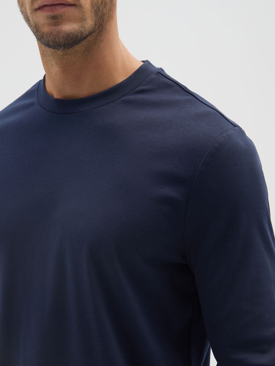 Maglia in puro cotone blu regular fit_3