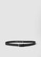 Black genuine leather belt with metal buckle_0