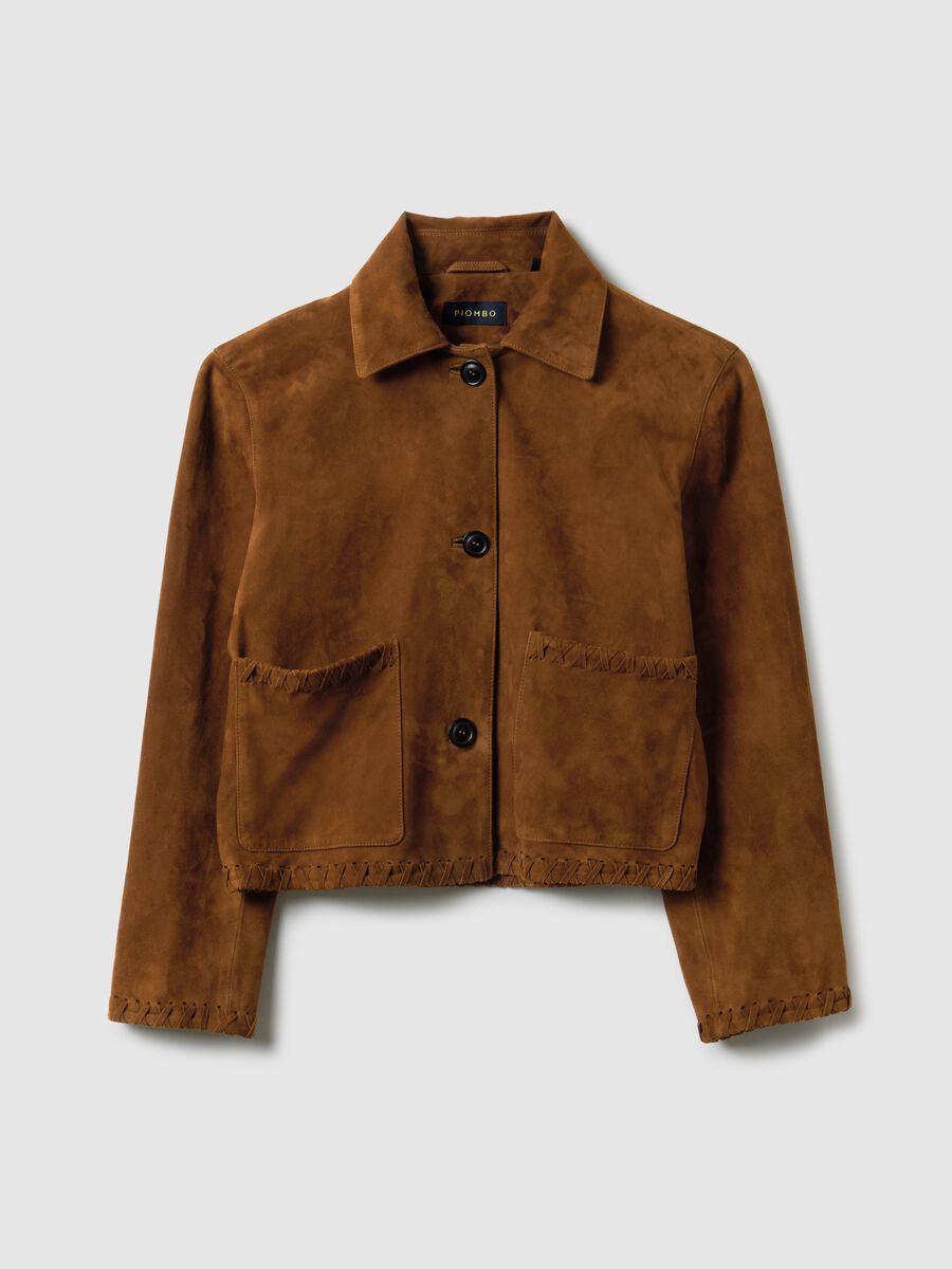 Brown Regular Fit Genuine Leather Blazer_4