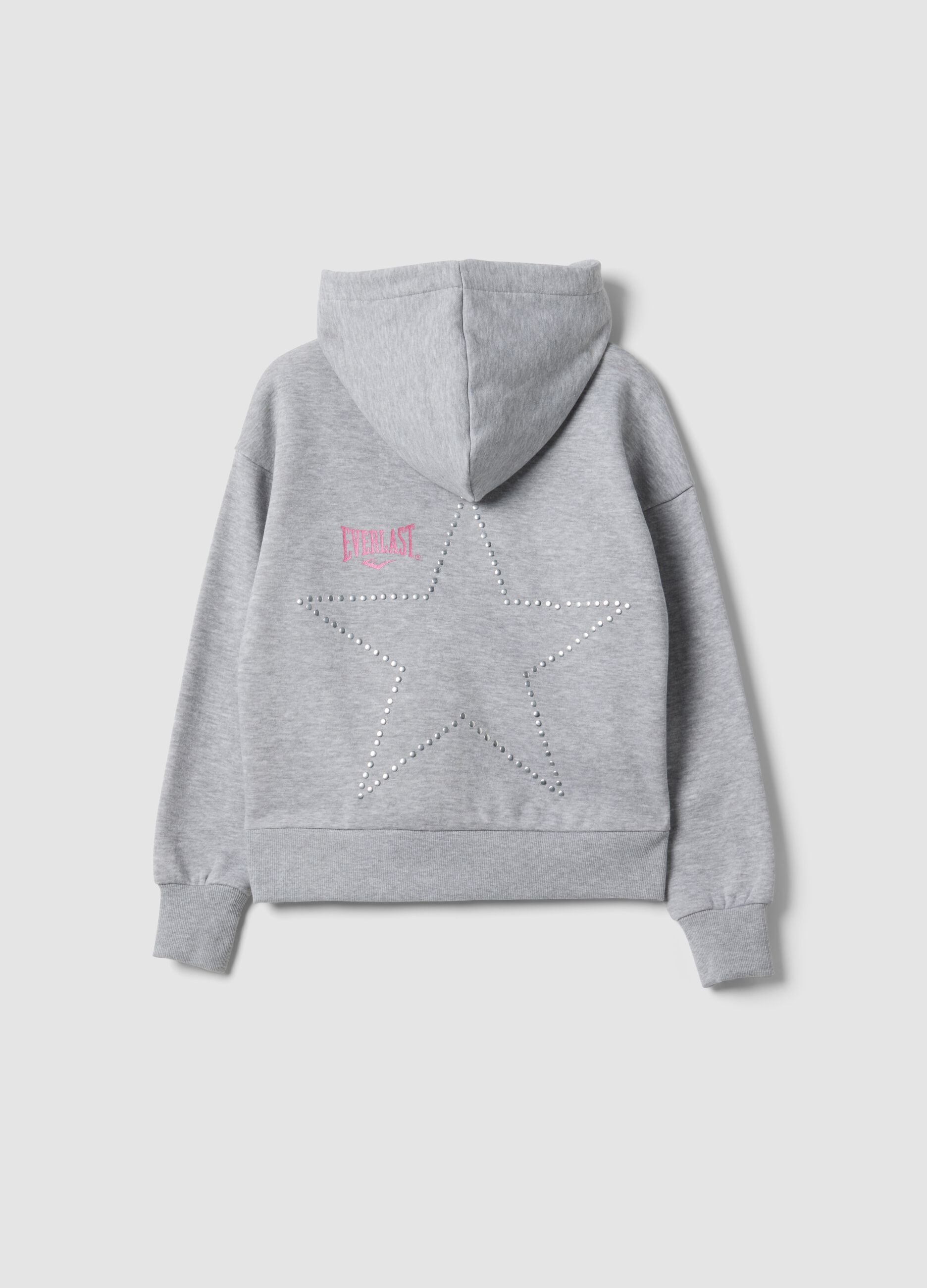 Grey cotton-blend hoodie for girls, regular fit