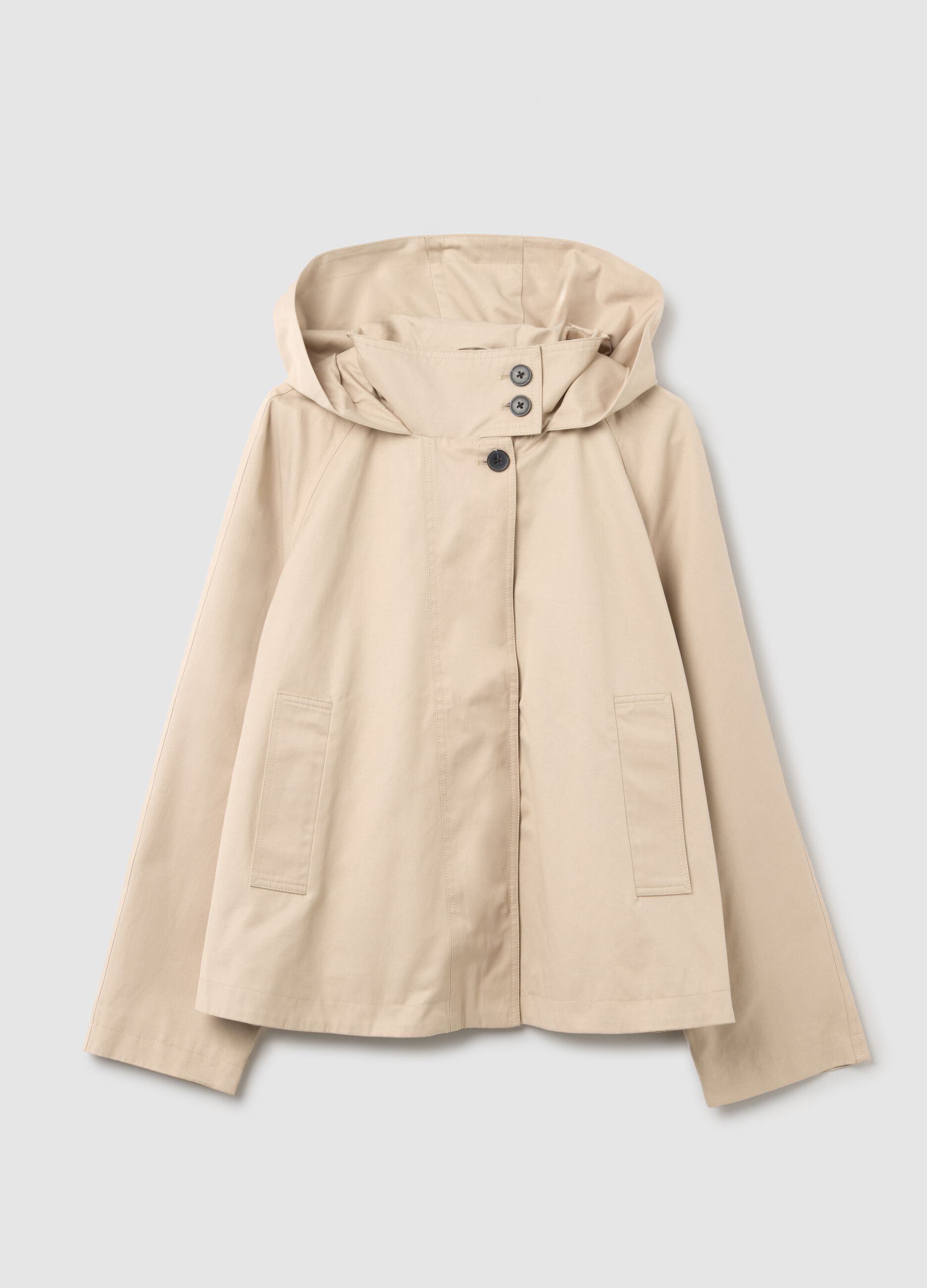 Beige cotton blend jacket regular fit