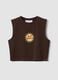 Brown stretch cotton regular-fit tank top with print_4