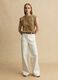 Brown cotton blend sleeveless T-shirt, regular fit with embroidery_1