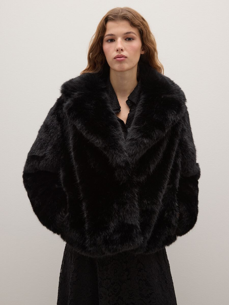 Giacca morbida nera regular fit_0