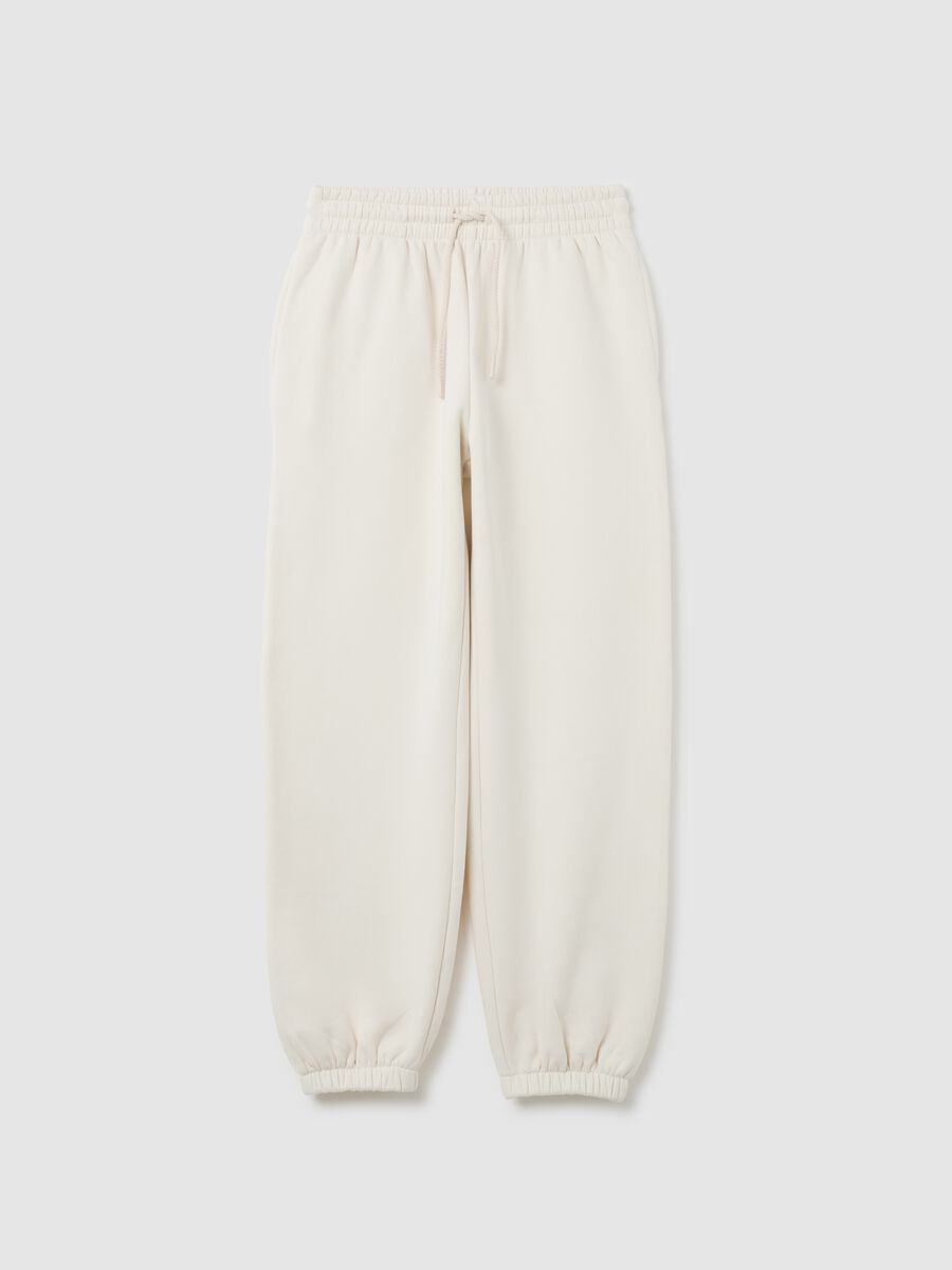 White cotton blend trousers with regular fit_4
