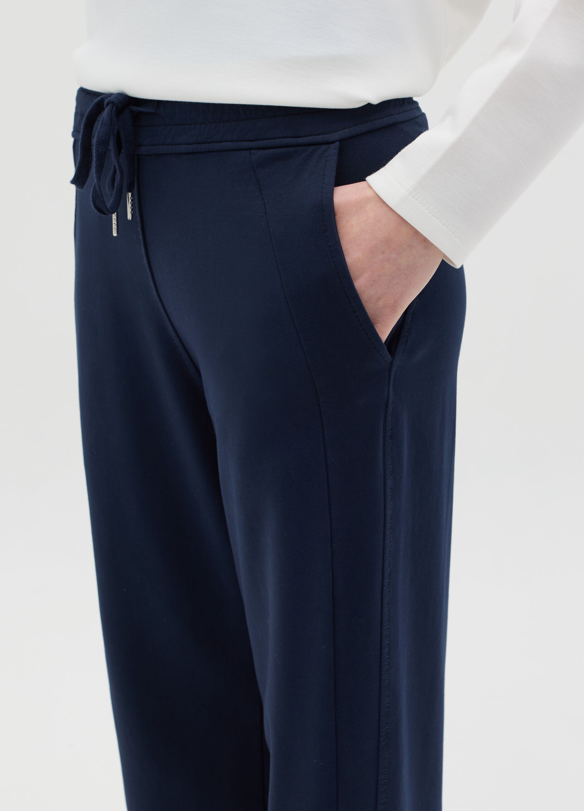 Blue fluid trousers with wide leg