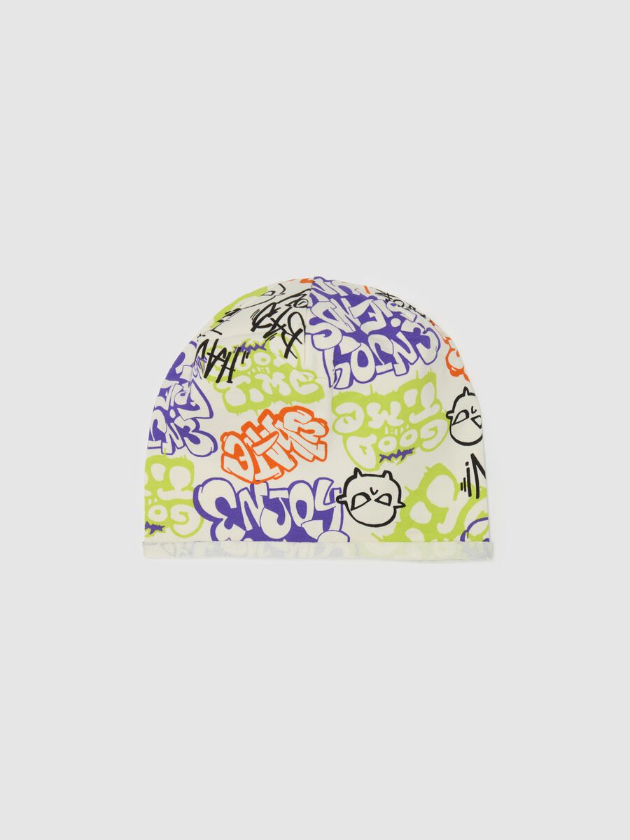 French terry hat with graffiti print_0