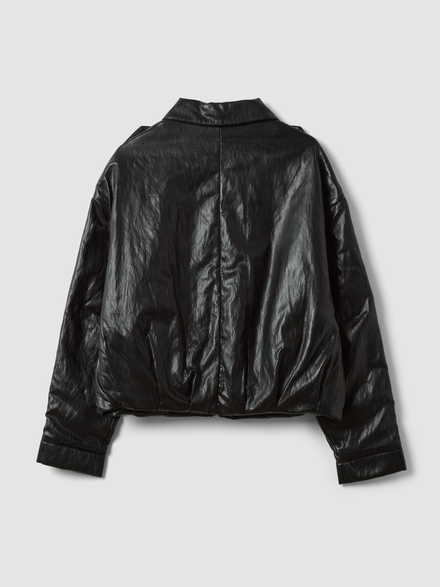 Giacca nera in misto cotone con zip regular fit_6