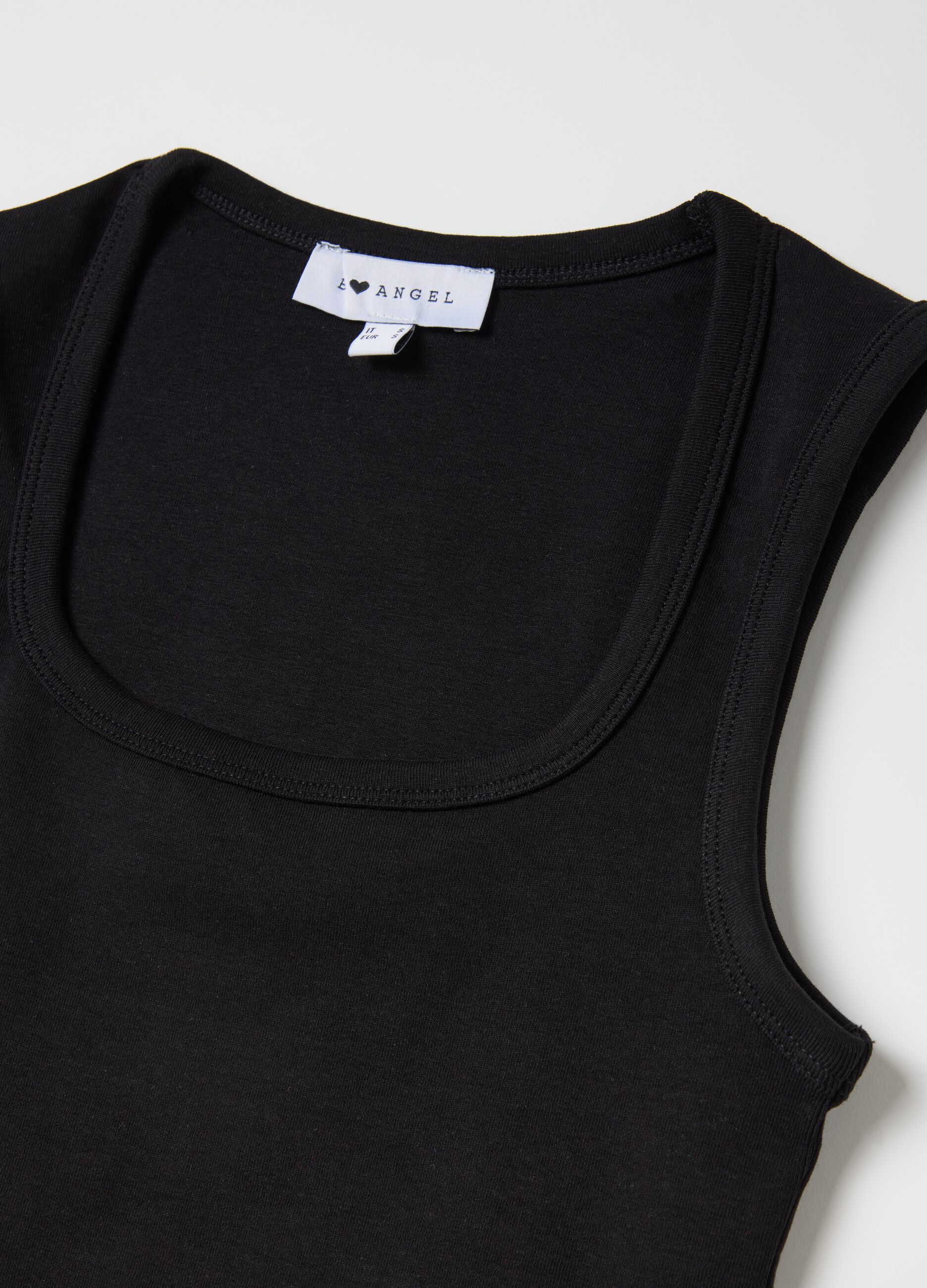 Canotta da donna in cotone elasticizzato nera fitted