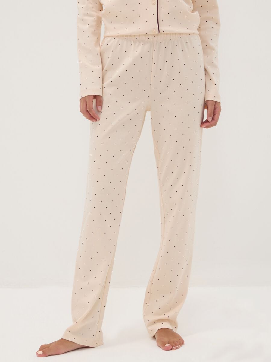 Cream white pure cotton crew-neck pyjamas_2