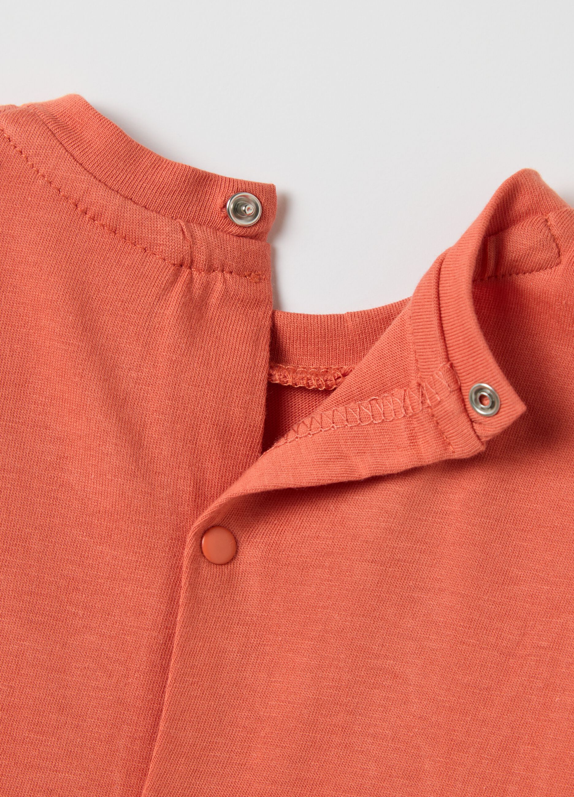 Orange T-shirt with Bugs Bunny embroidery in organic cotton