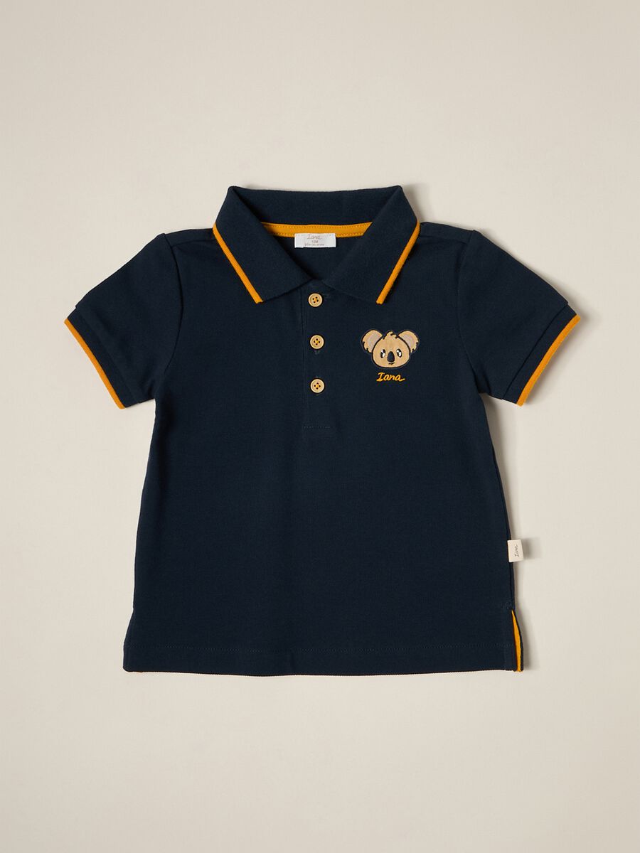 IANA newborn boy stretch cotton piquet polo shirt_0