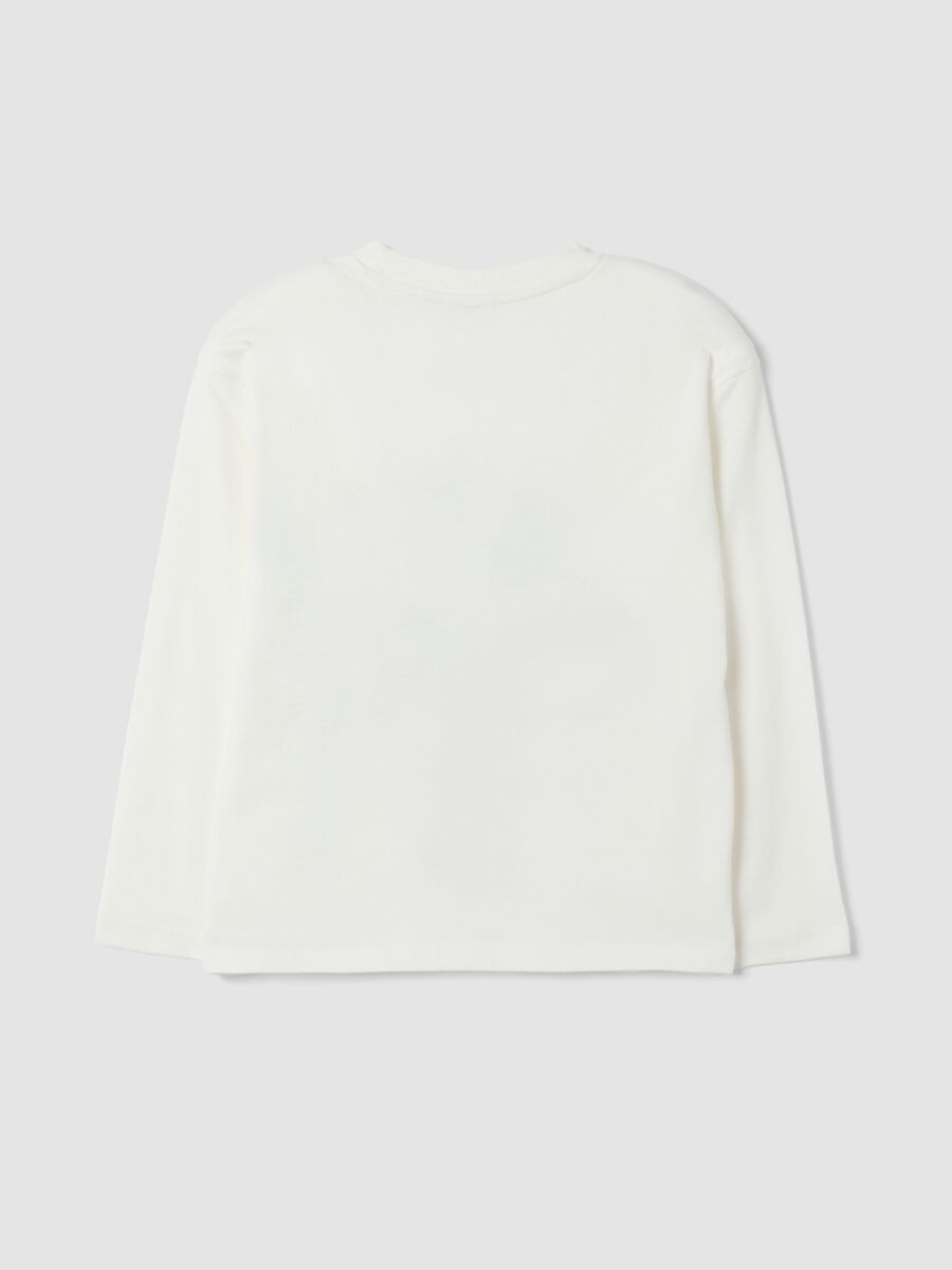 T-shirt bianca girocollo in puro cotone con stampa_1