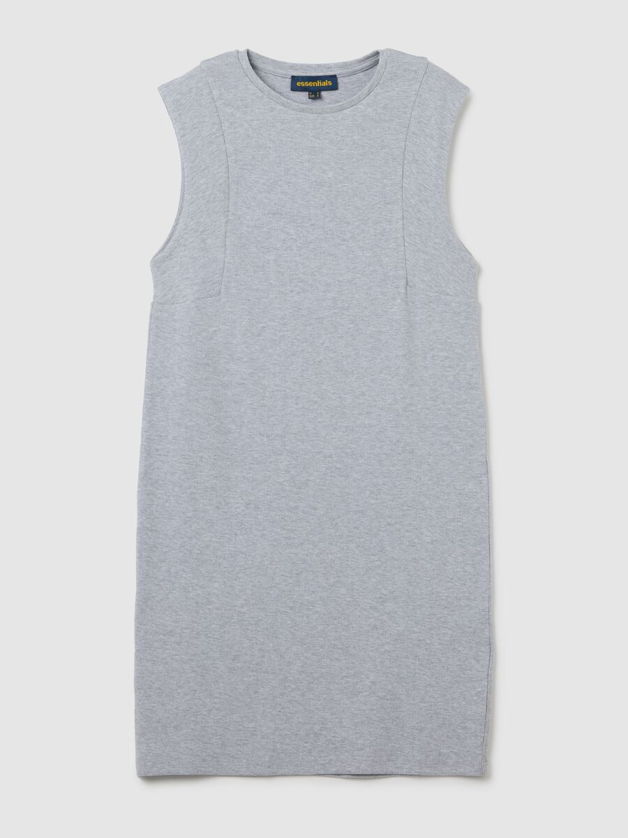 Grey fitted stretch cotton women's dress_0