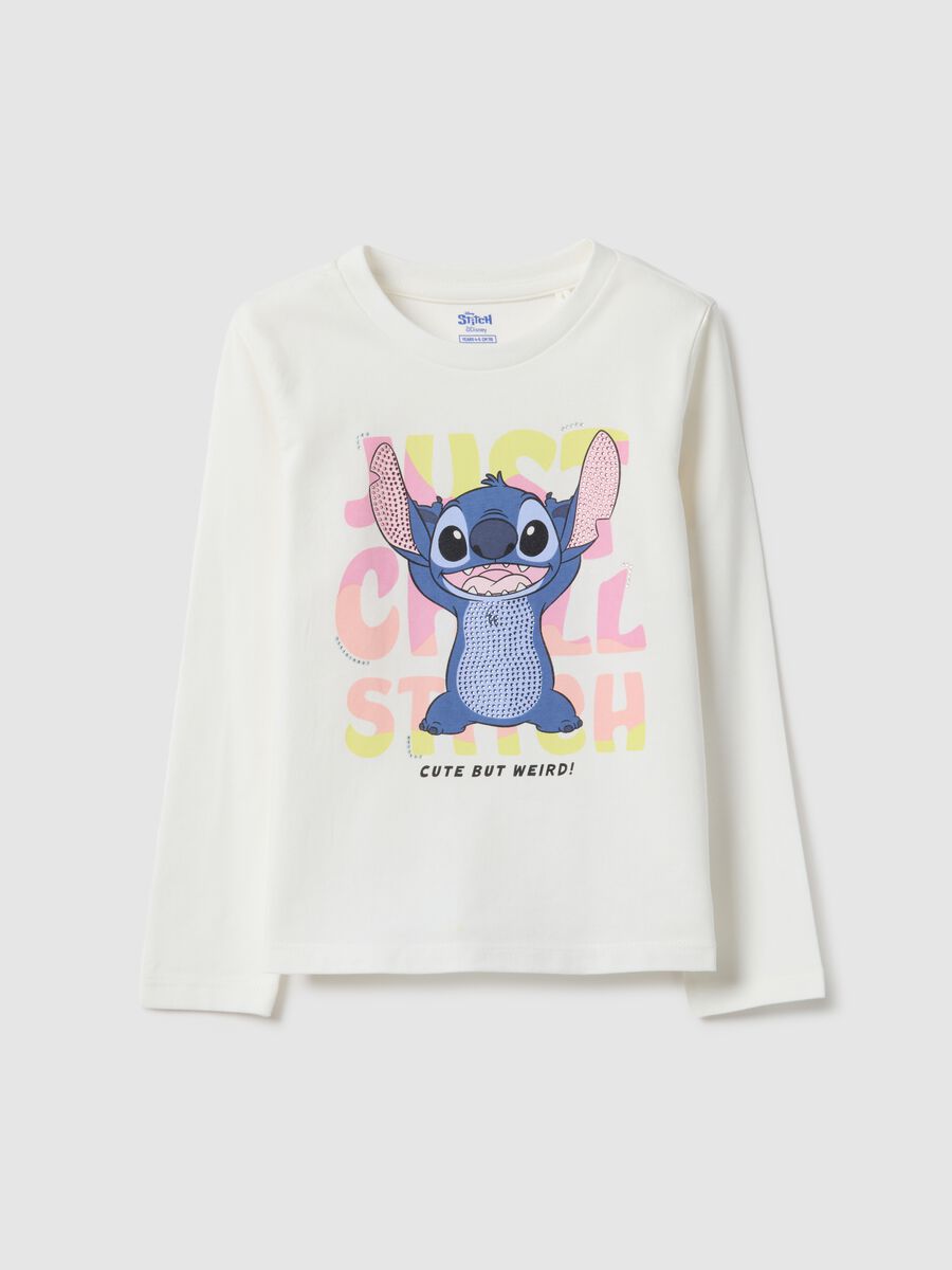 Girls' white stretchy cotton T-shirt regular fit with print_0