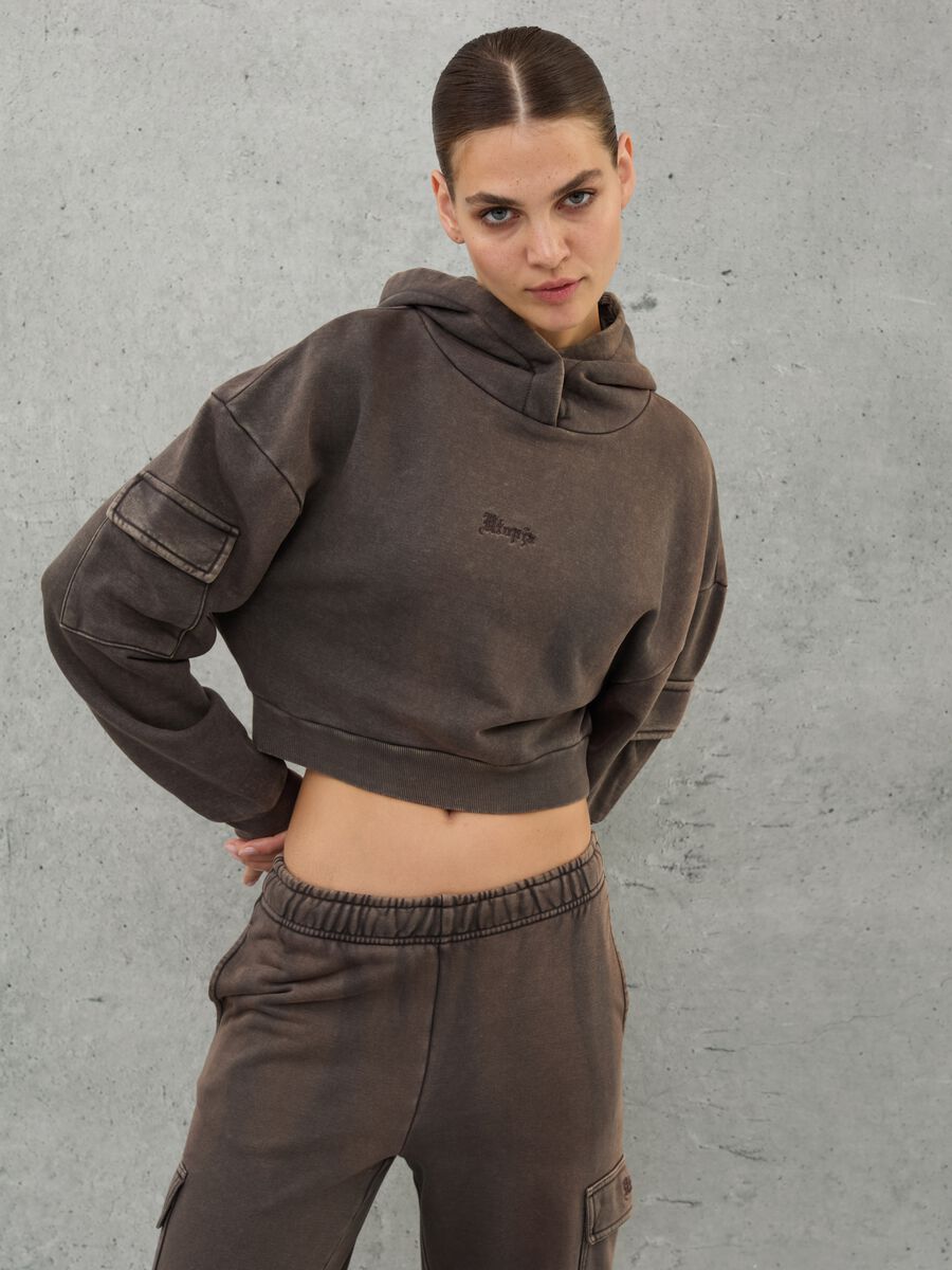 Crop Cargo Hoodie Vintage Brown_2