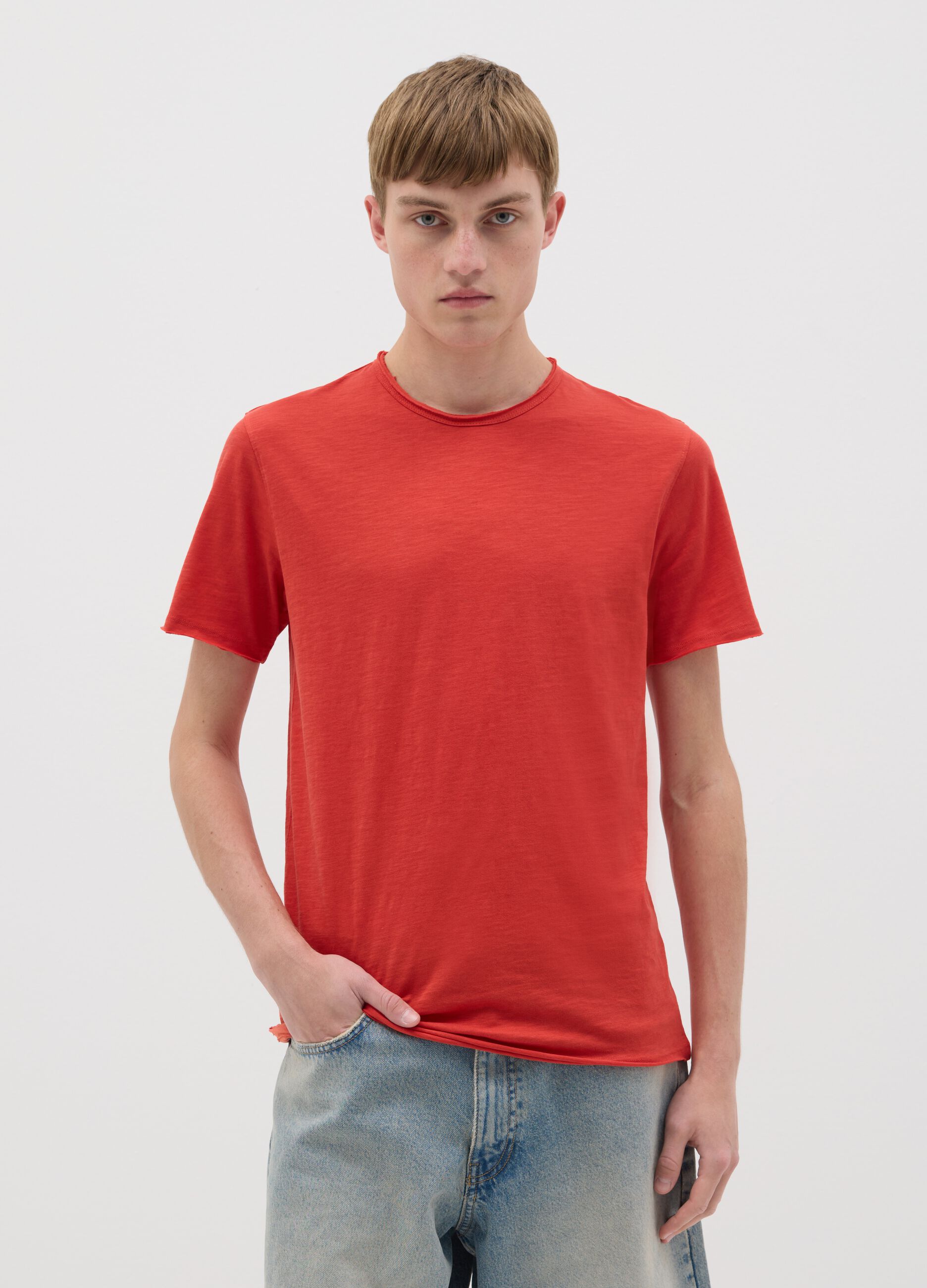 Cotton T-shirt with round neck