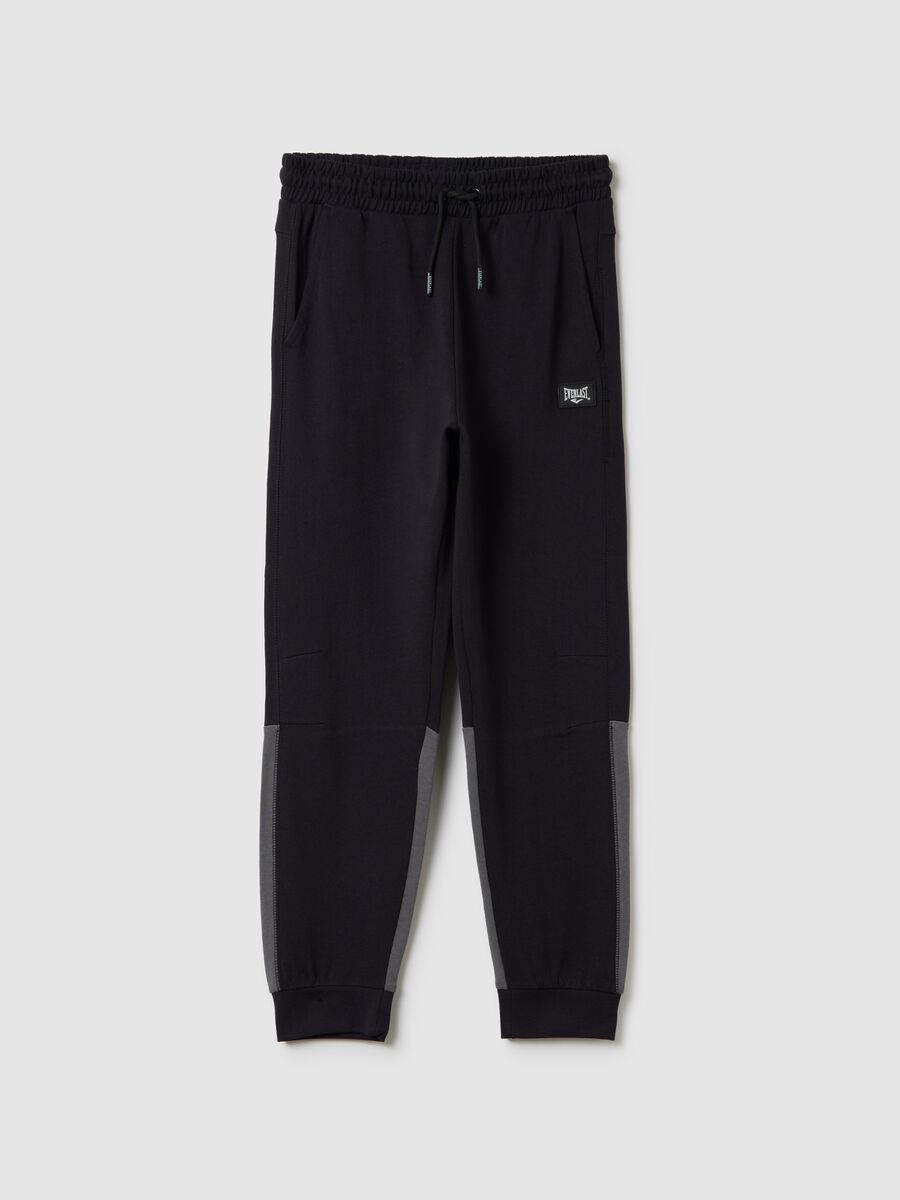 Black joggers with drawstring and contrasting inserts_0