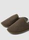 Brown slip-on house slippers with checked lining_1