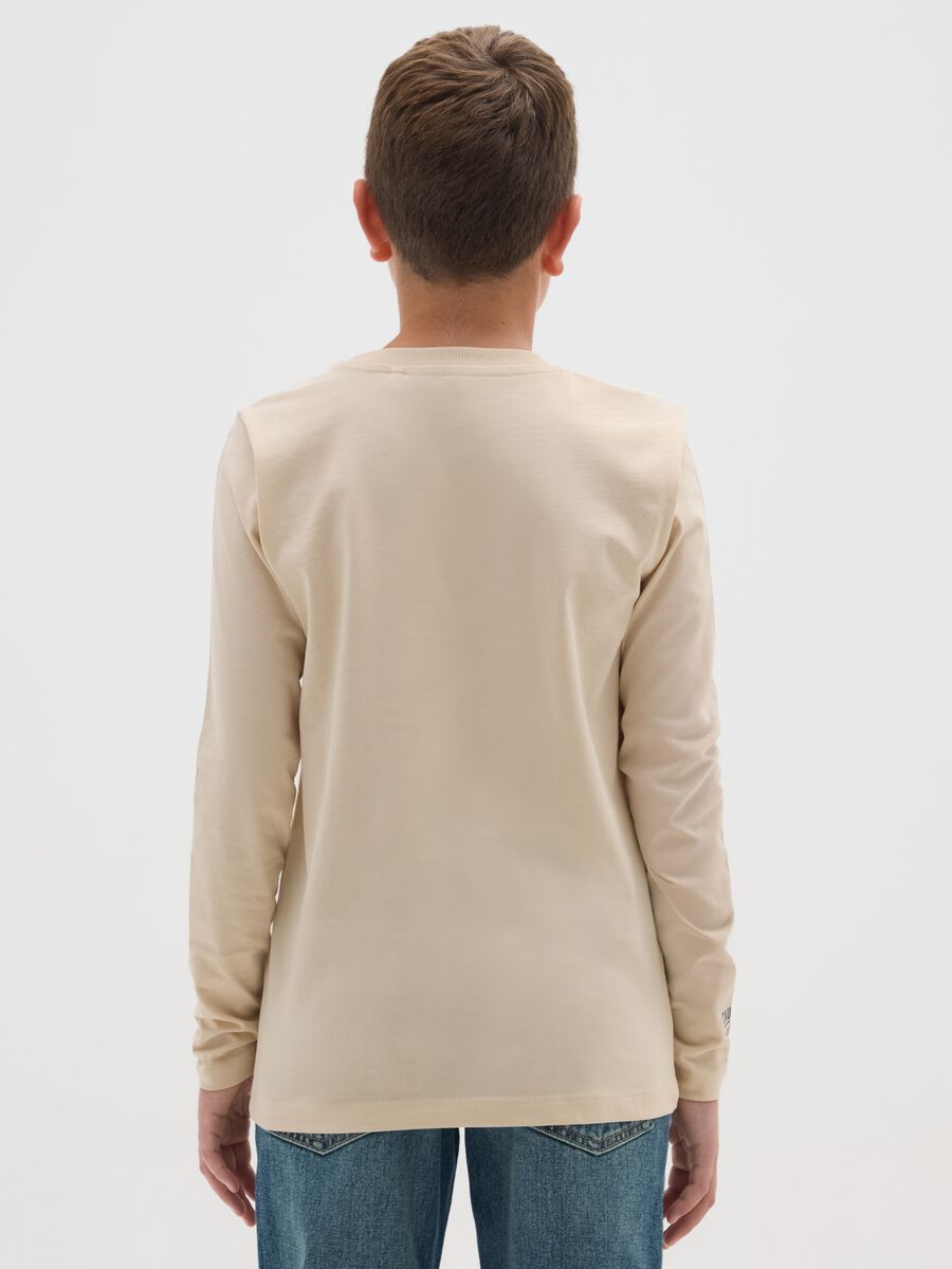 T-shirt da ragazzo in puro cotone beige regular fit_1