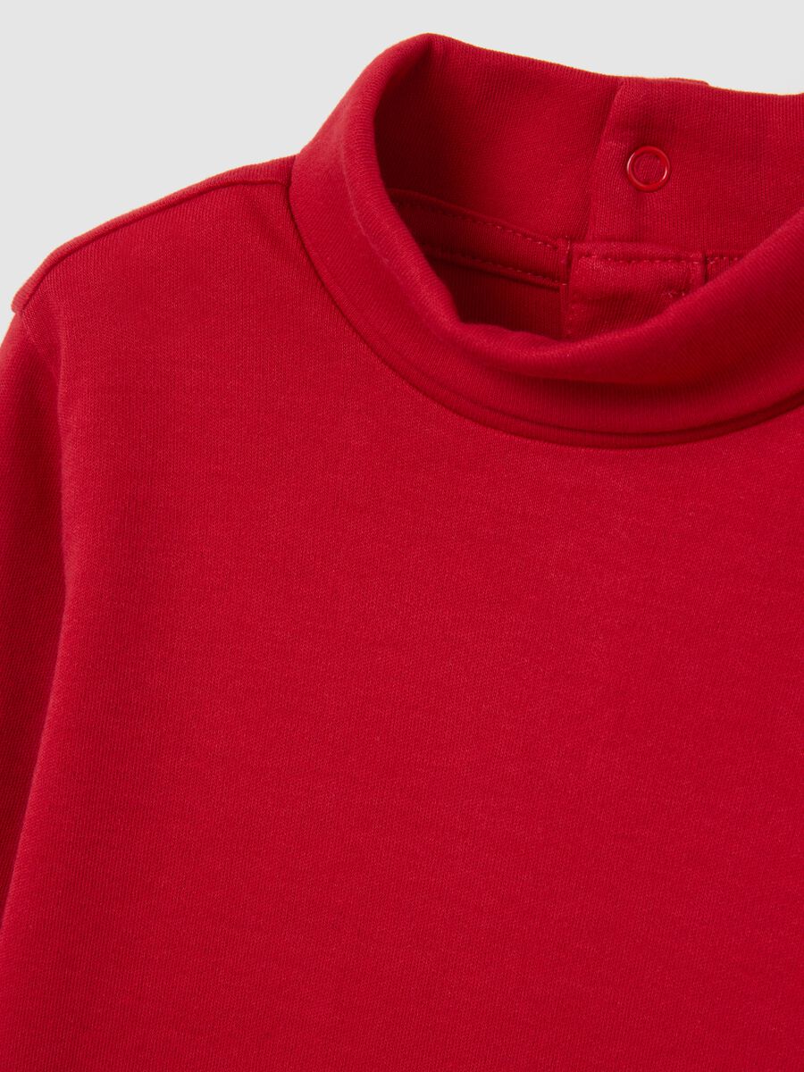 Red high-neck cotton kids' top in regular fit_2