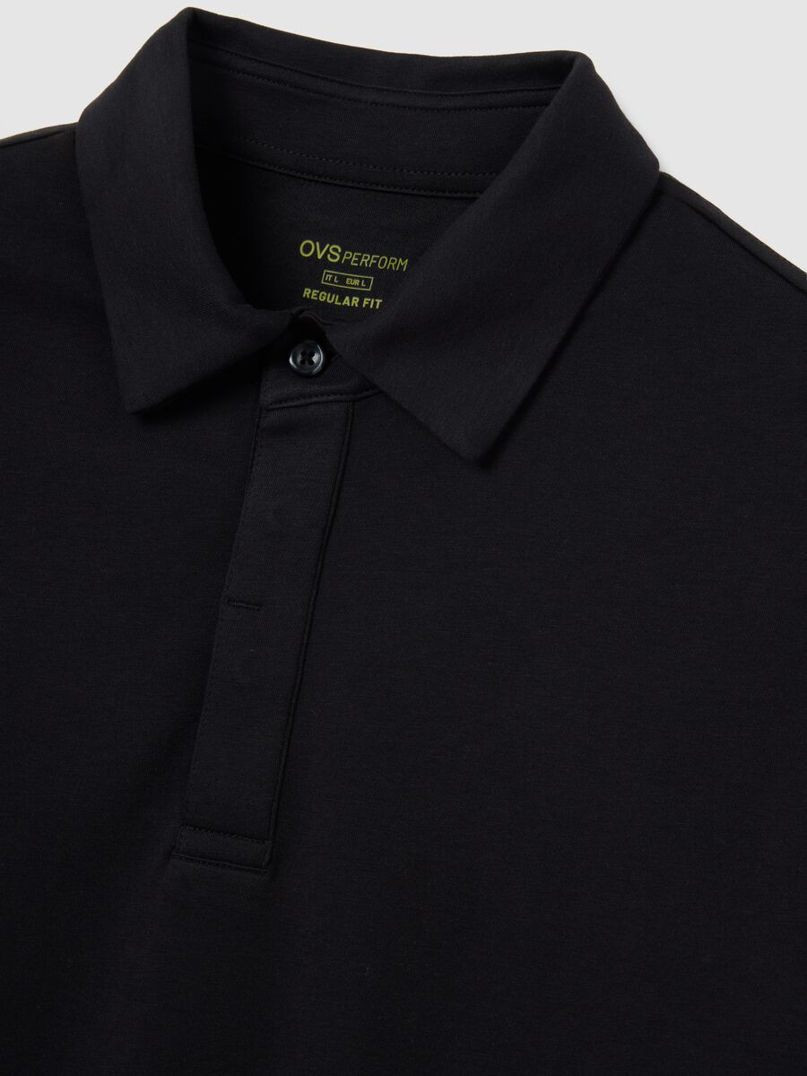 Polo in misto cotone nero regular fit_5