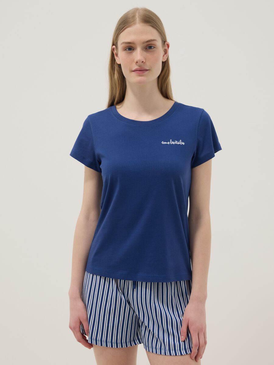 Pigiama corto in puro cotone multicolor regular fit_1