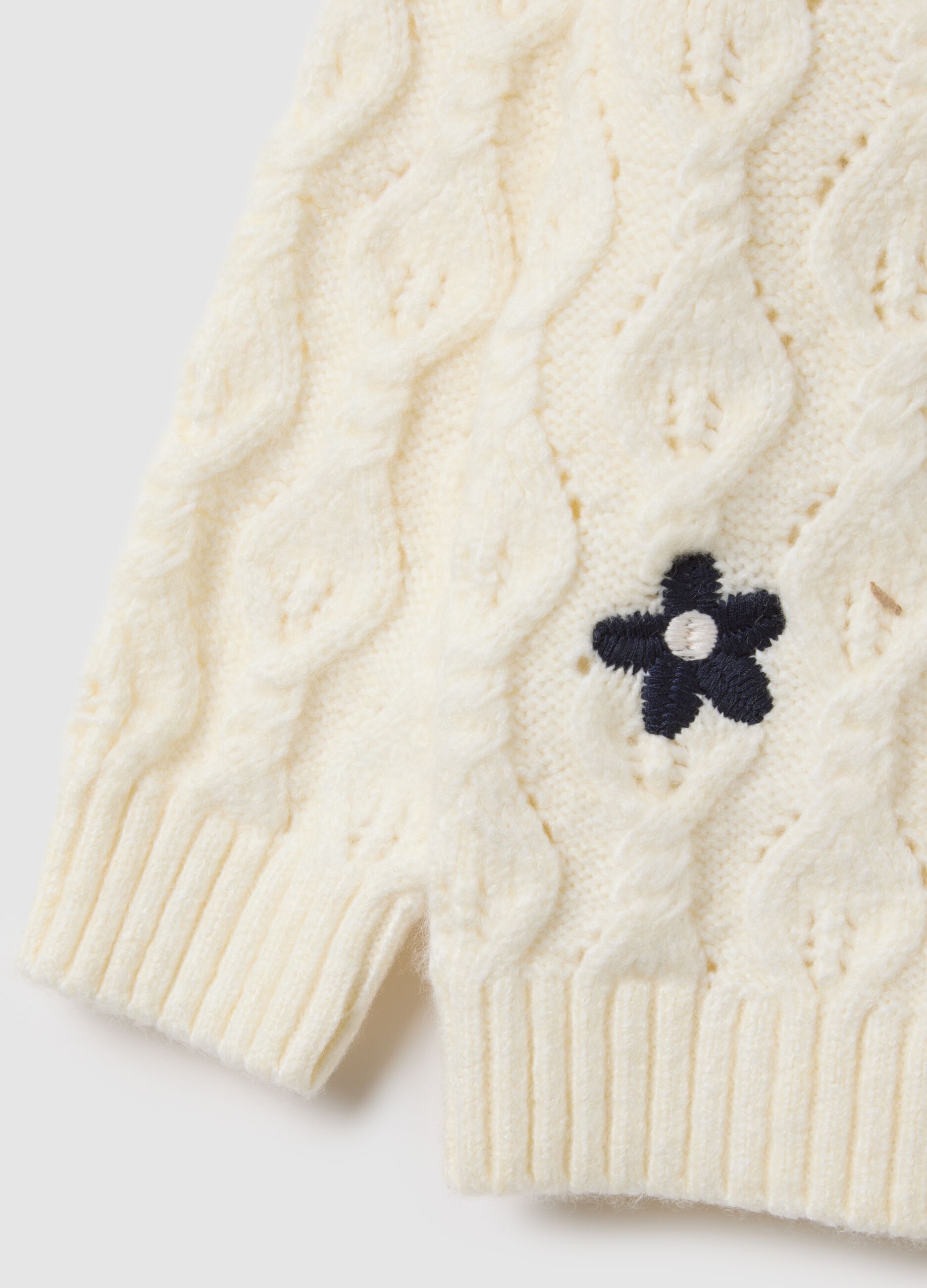 Baby girl's white mix regular fit sweater