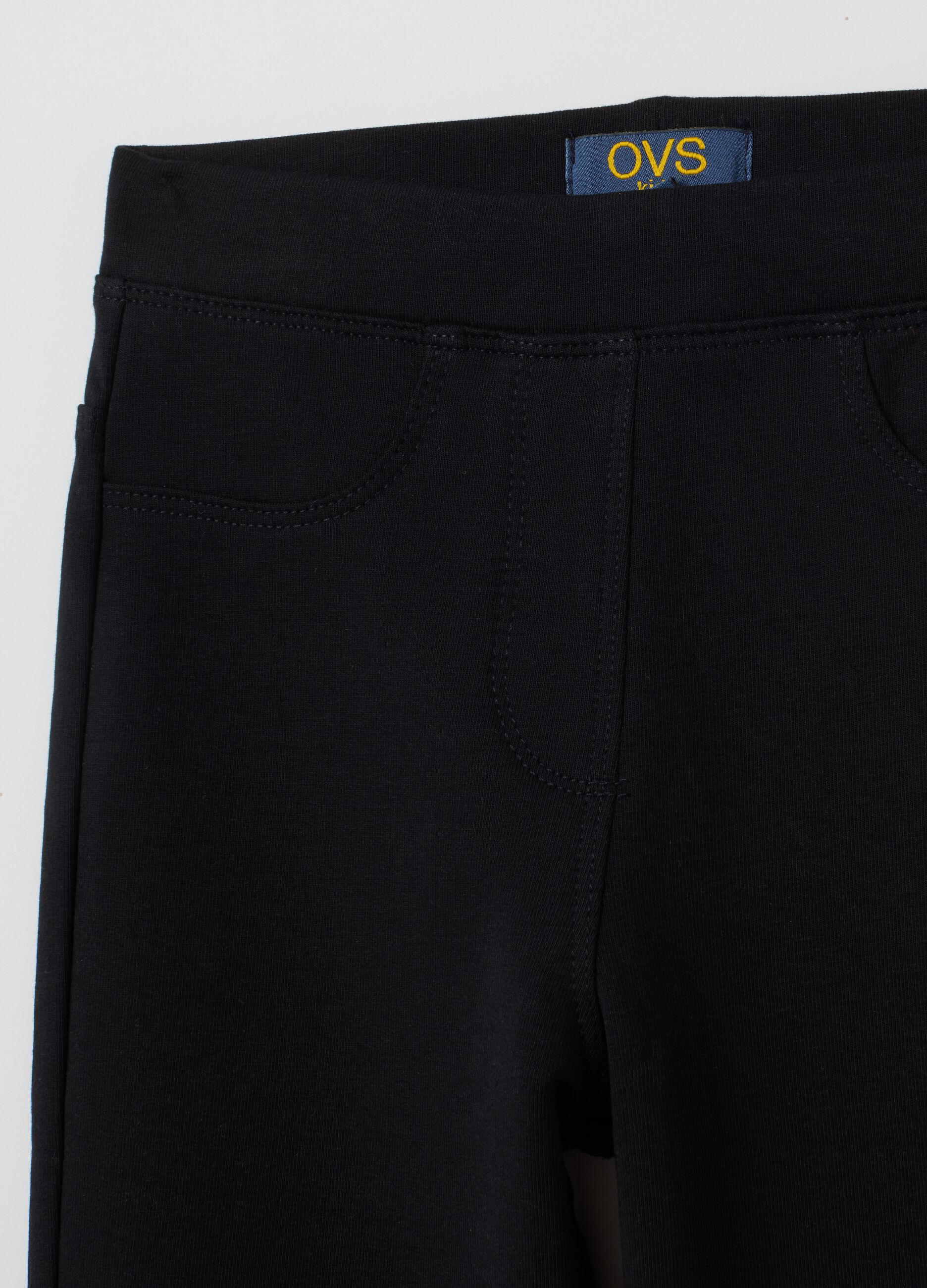 Treggings da bambina in misto cotone nero regular fit