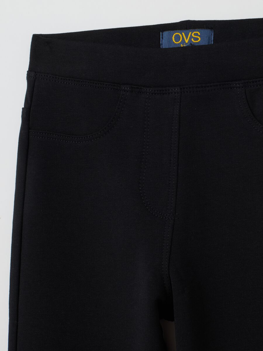 Treggings da bambina in misto cotone nero regular fit_2