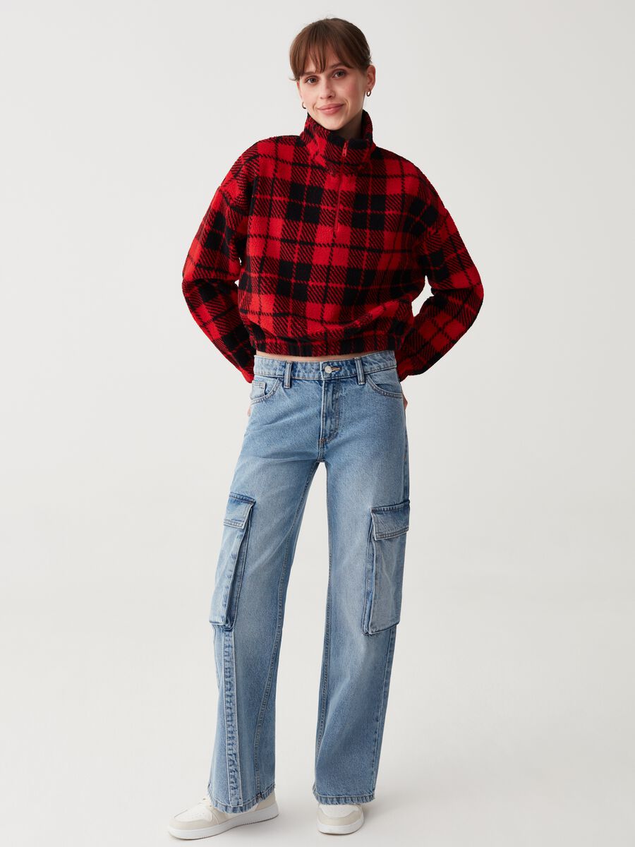 Felpa half-zip con stampa_1