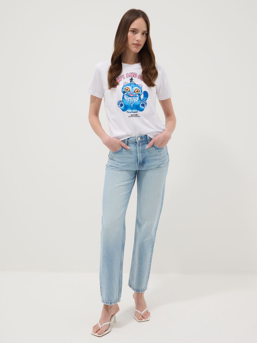 T-shirt in puro cotone bianca regular fit con stampa K-Pop Demon Hunters_1