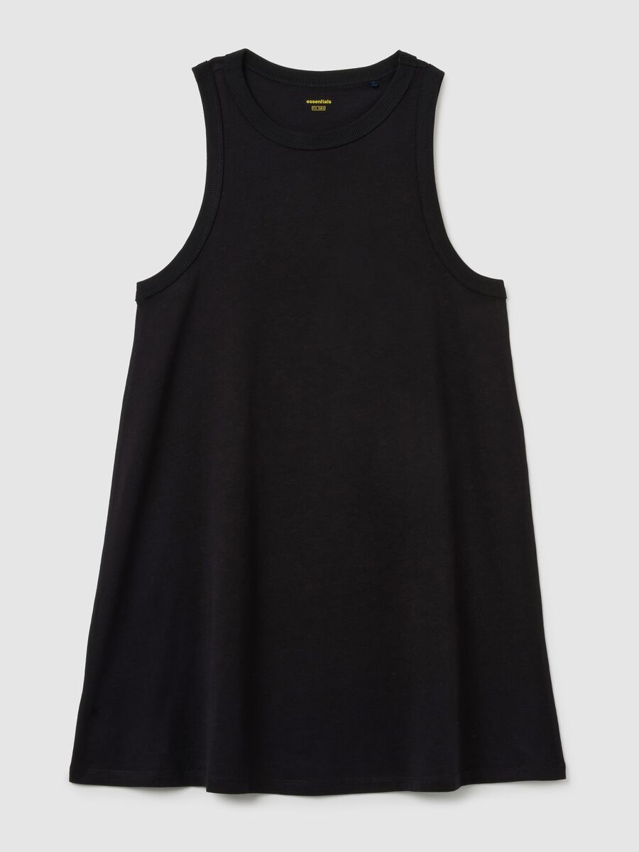 Women's dress in pure black cotton_0