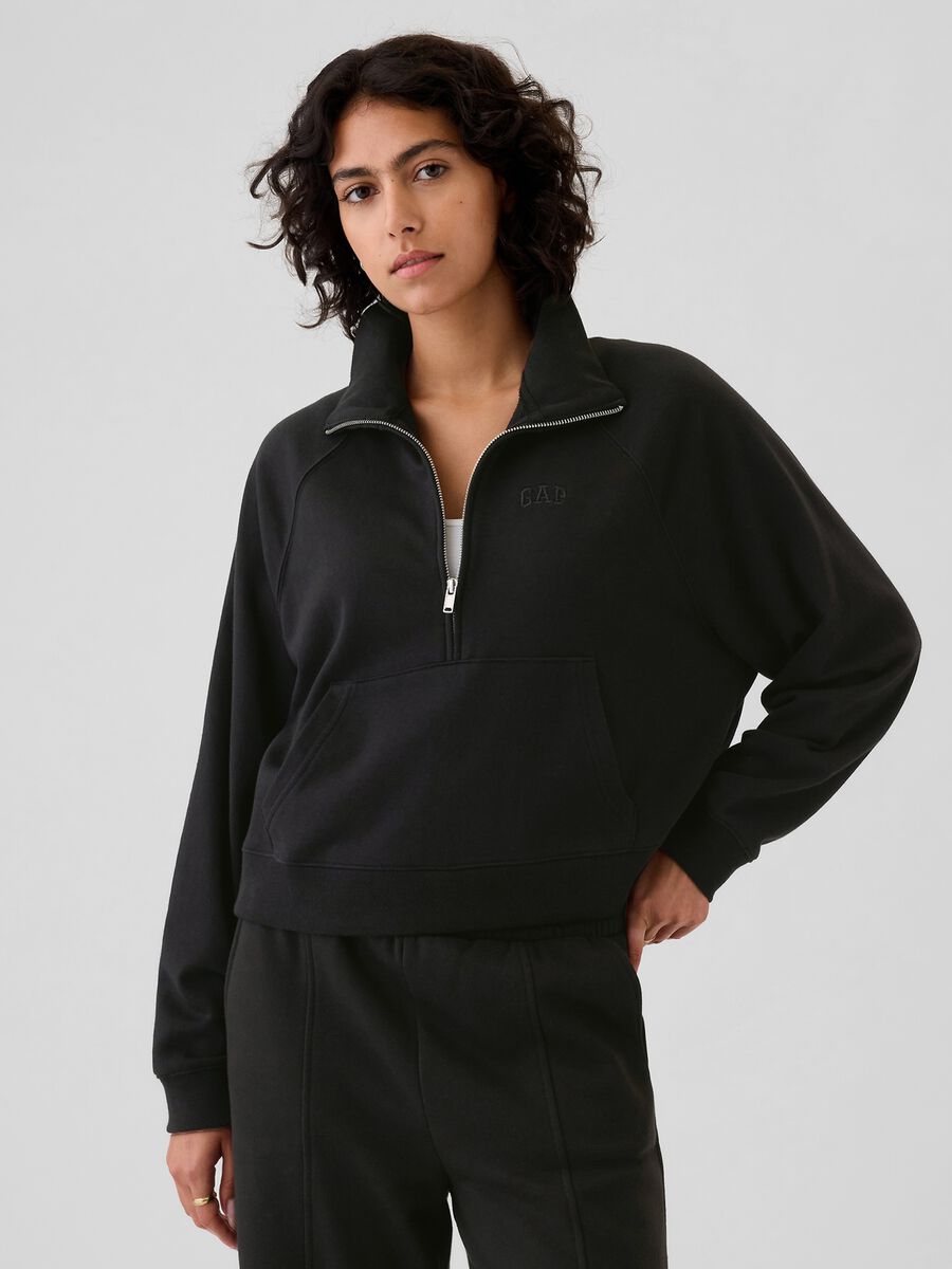 Half-zip sweatshirt with logo emboidery_0