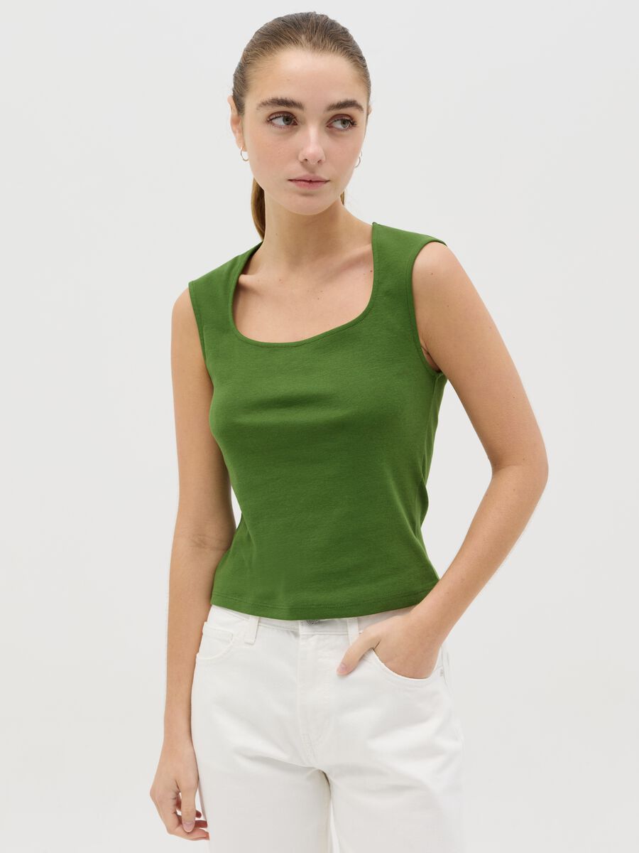 Green tank top with square neck_0