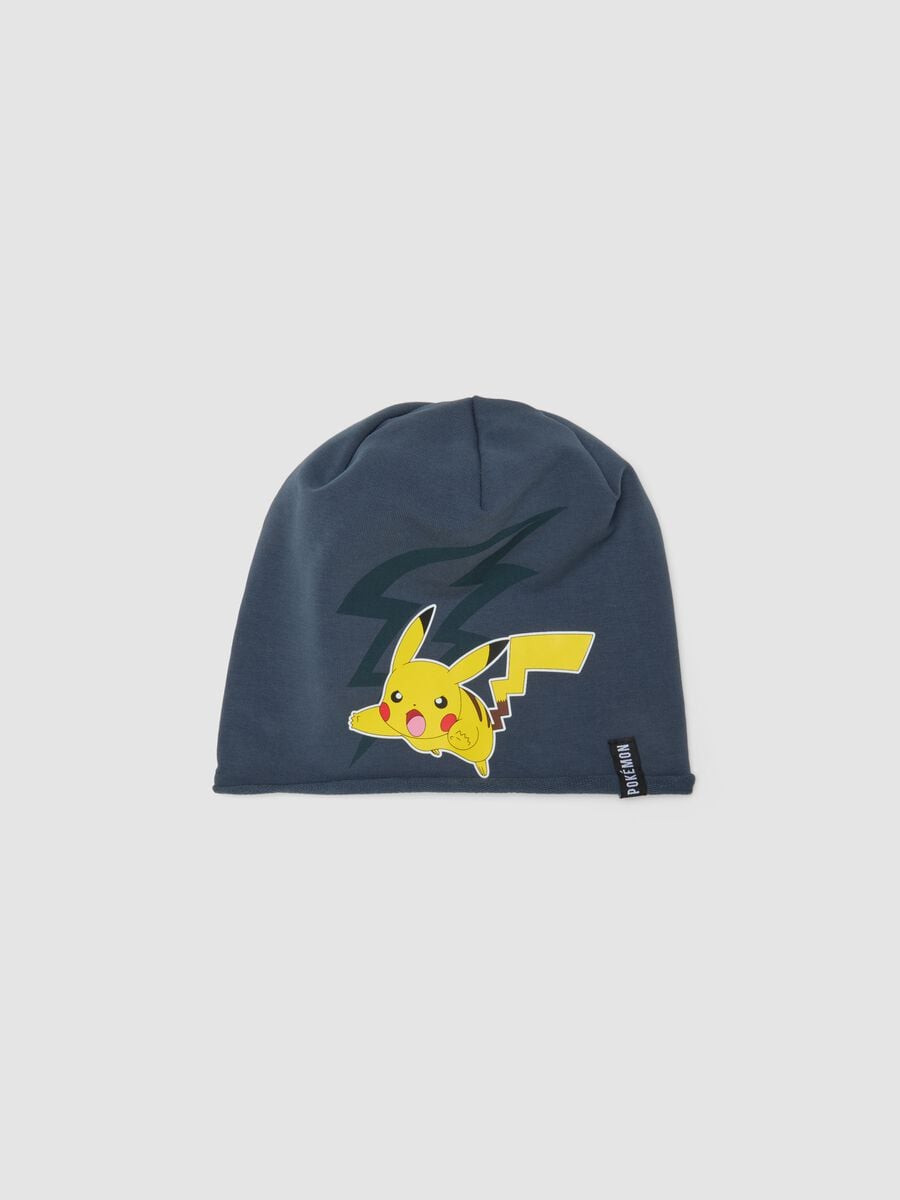 Cappello blu in cotone elasticizzato con stampa Pok&eacute;mon_0