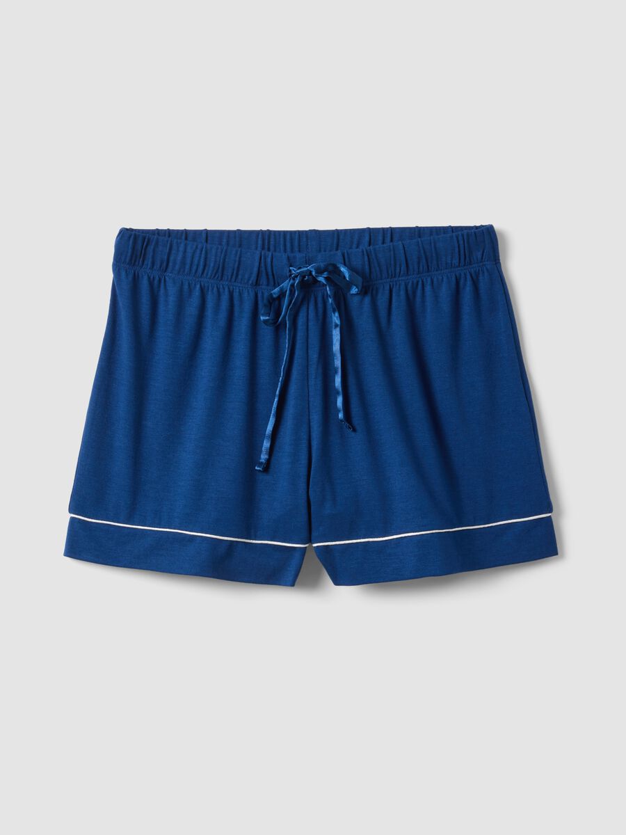 Regular fit blue stretch viscose blend pyjama shorts_4