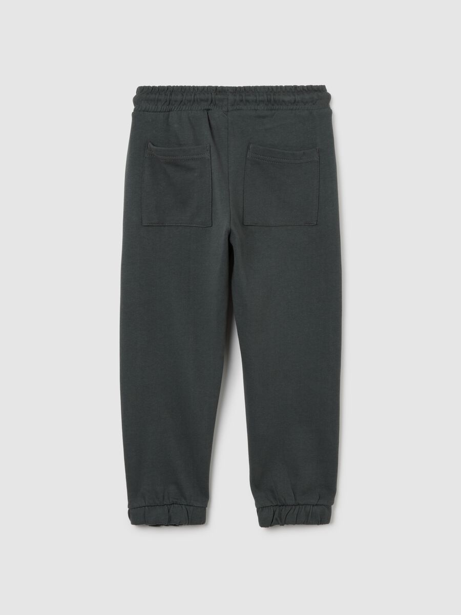 Children's Black Pure Cotton Overfit Trousers_1