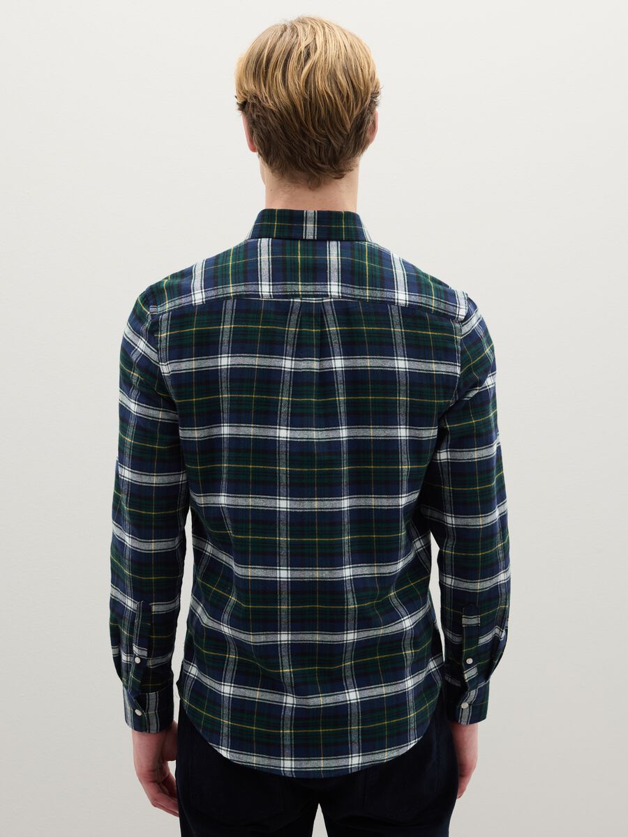 Camicia a quadri multicolor in puro cotone flanella regular fit_3