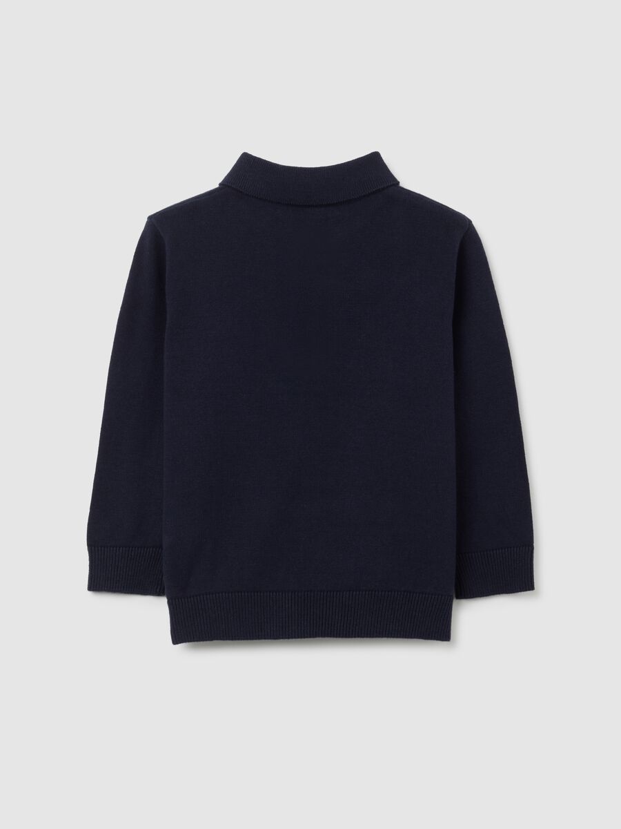 Polo blu a maniche lunghe in cotone_1