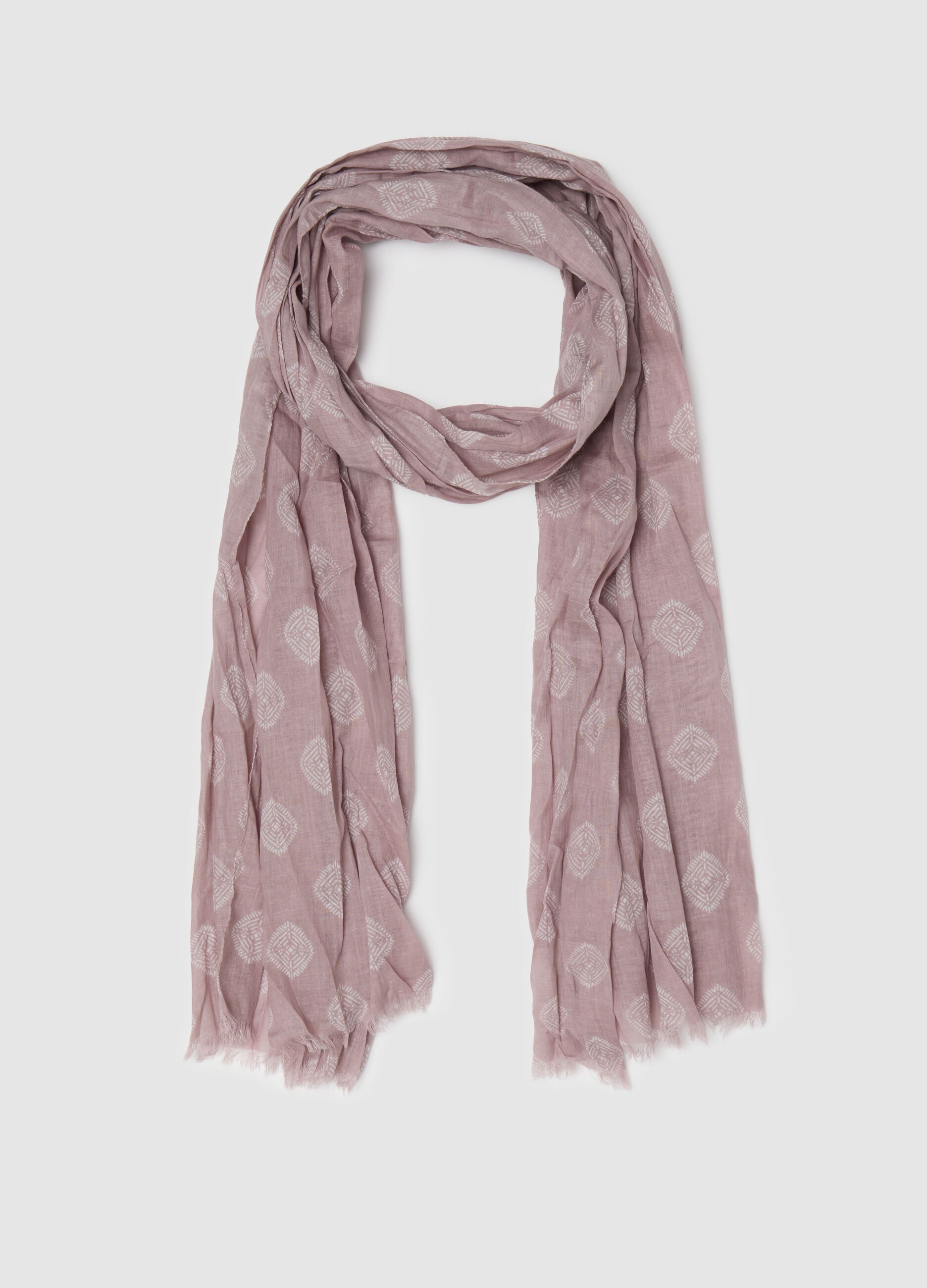 Cotton scarf with geometric motifs