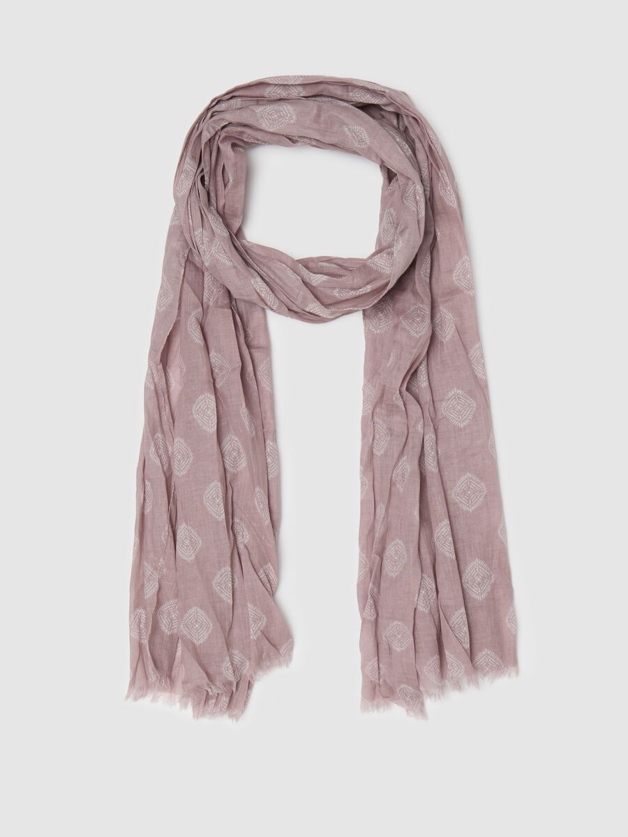 Cotton scarf with geometric motifs_0