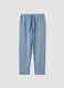 Blue striped pure cotton regular-fit trousers_4
