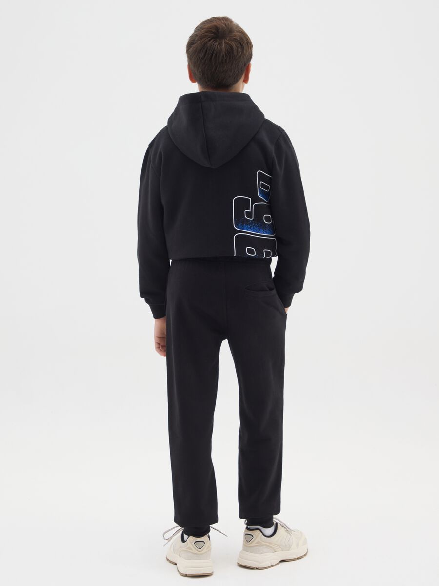 Boys' black pure cotton regular fit jogger trousers_1