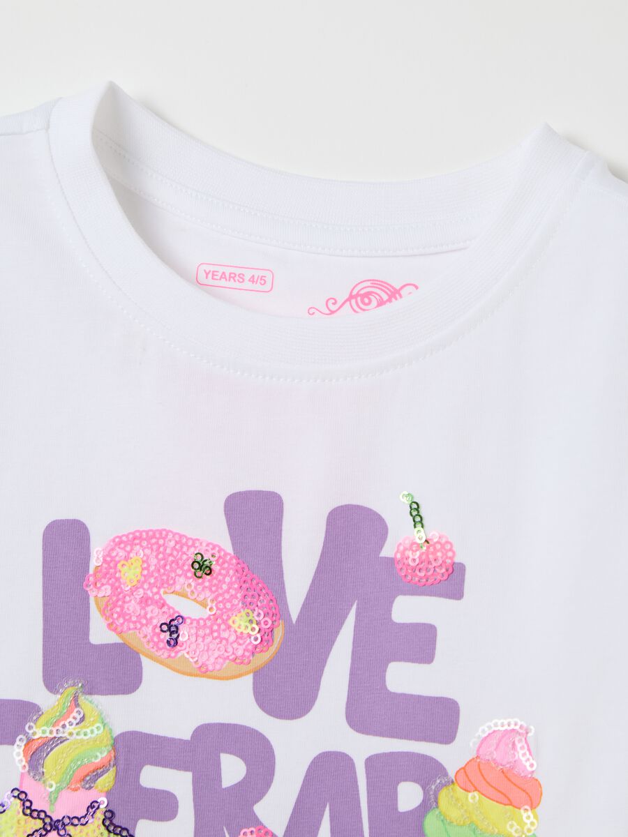 White stretch cotton T-shirt with print_2