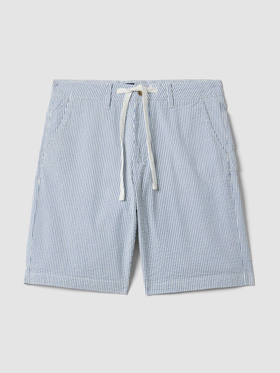 Shorts a righe multicolor in cotone elasticizzato regular fit_0