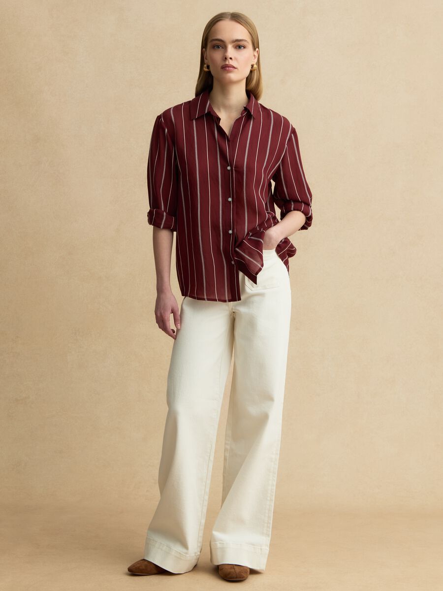 Camicia in misto lyocell a righe multicolor regular fit_2