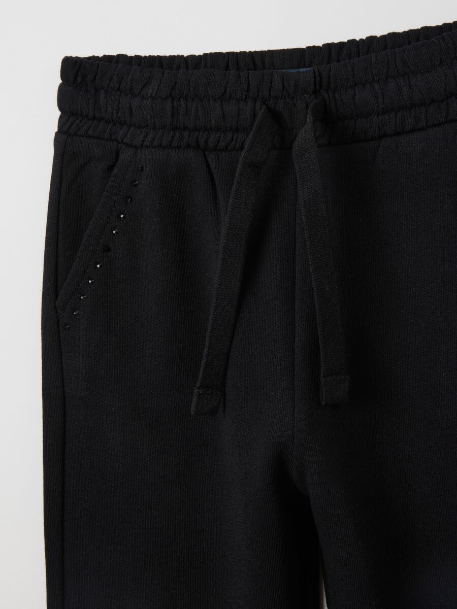 Girls' black pure cotton regular fit joggers_2