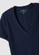 Blue stretch cotton T-shirt with deep V-neck regular fit_1
