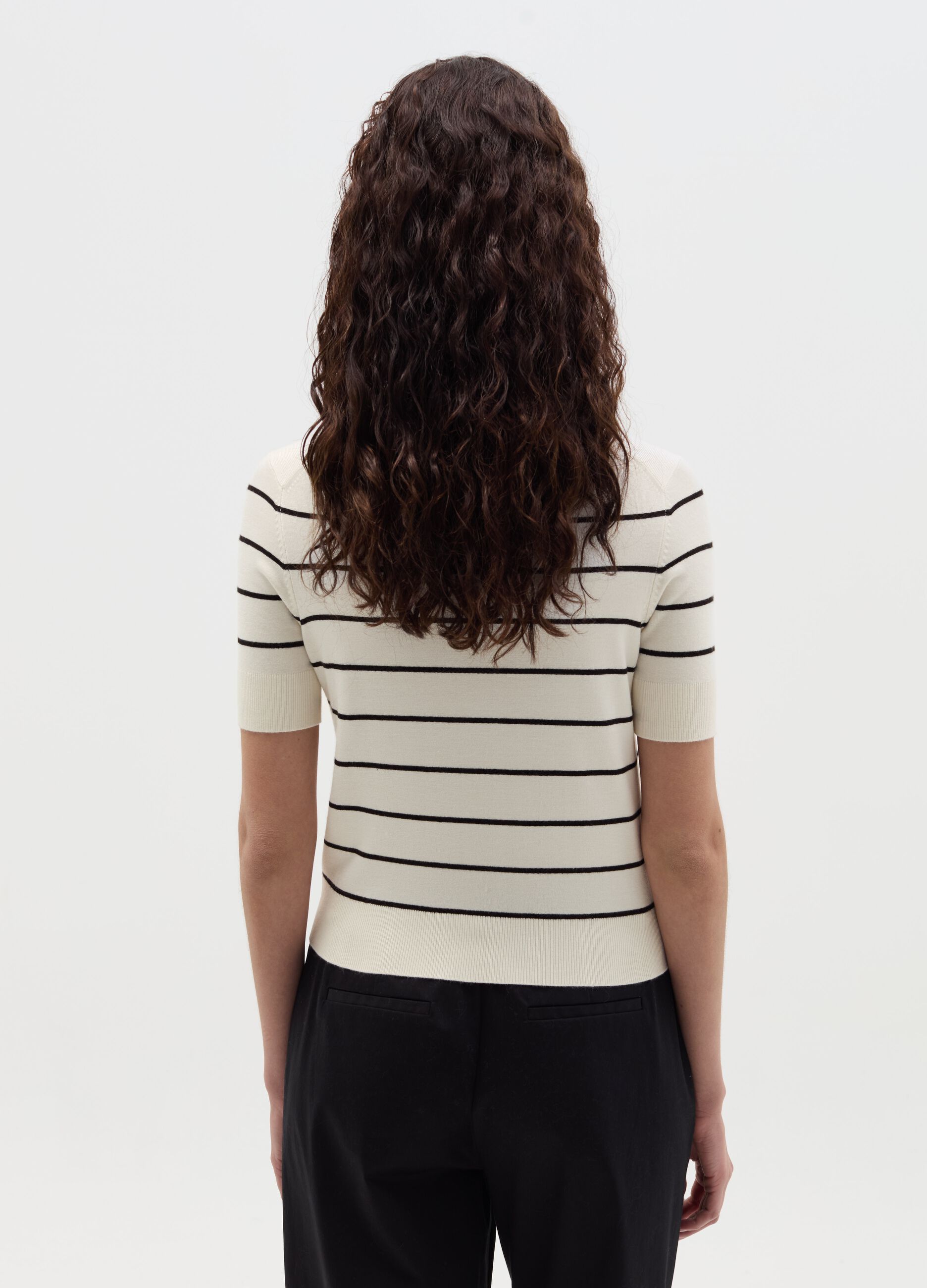 Short-sleeved top with striped design